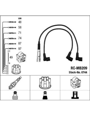 Juego de cables de encendido Ngk 0744 - RC-MB209 NGK744JGO.CABLES