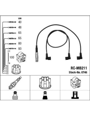Juego de cables de encendido Ngk 0746 - RC-MB211 NGK746JGO.CABLES