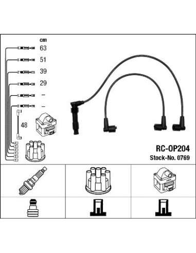 Juego de cables de encendido Ngk 0769 - RC-OP204 NGK769JGO.CABLES
