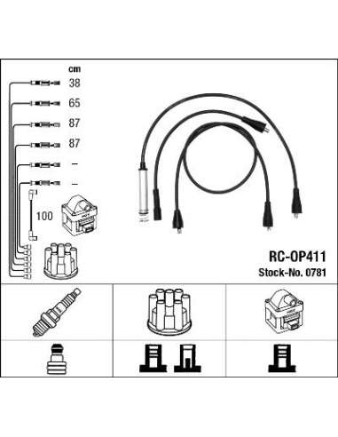 Juego de cables de encendido Ngk 0781 - RC-OP411 NGK781JGO.CABLES