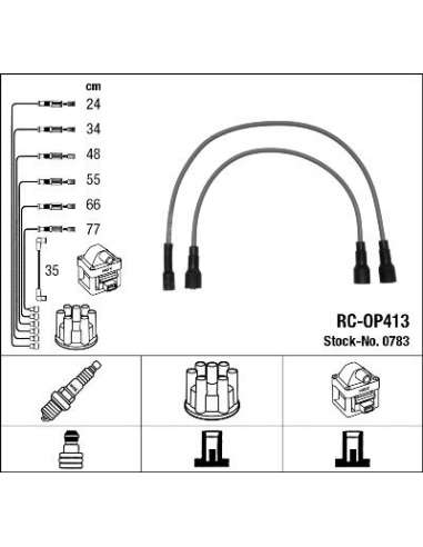 Juego de cables de encendido Ngk 0783 - RC-OP413 NGK783JGO.CABLES
