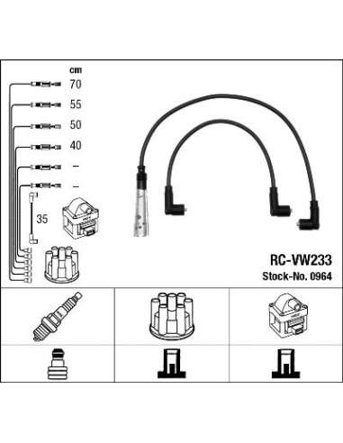 Juego de cables de encendido Ngk 0964 - RC-VW233 NGK964JGO.CABLES