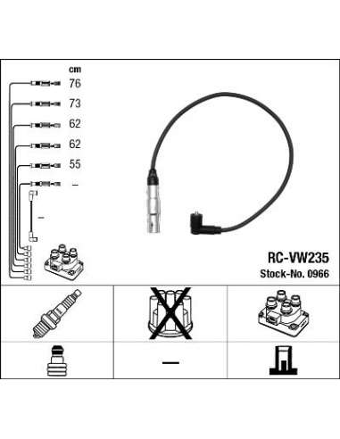 Juego de cables de encendido Ngk 0966 - RC-VW235 NGK966JGO.CABLES