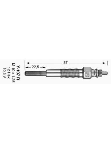 Bujía de precalentamiento Ngk 1229 - Y-107R NGKCALENTADOR MET. D-Power