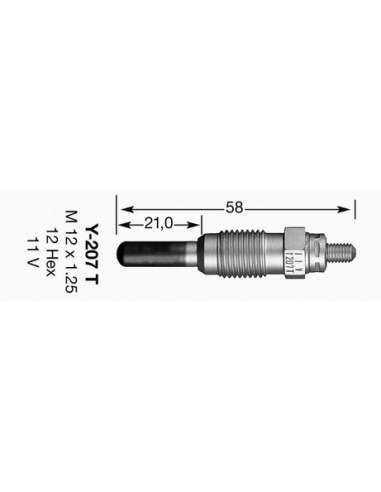 Bujía de precalentamiento Ngk 1239 - Y-207T NGKCALENTADOR MET. D-Power