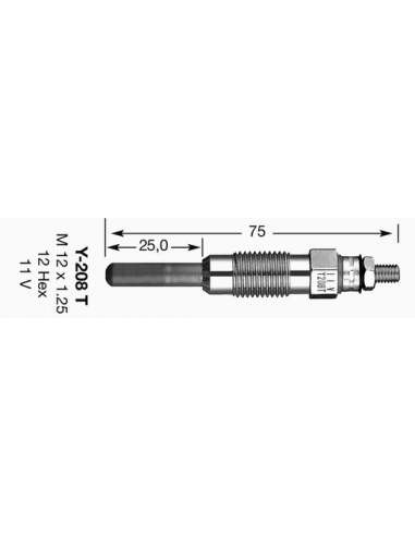 Bujía de precalentamiento Ngk 1250 - Y-208T NGKCALENTADOR MET. D-Power