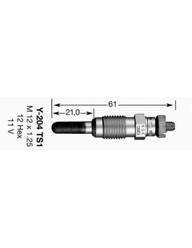 Bujía de precalentamiento Ngk 3829 - Y-204TS1 CALENTADORES NGK D-Power