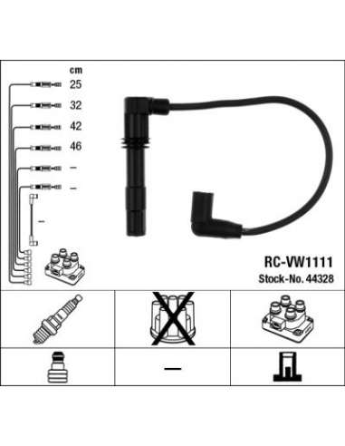 Juego de cables de encendido Ngk 44328 - RC-VW1111 NGKJGO.CABLES
