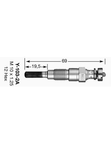 Bujía de precalentamiento Ngk Y-103-2A - CALENTADOR NGK D-Power