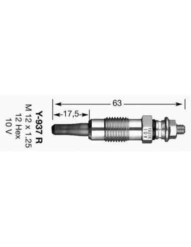 Bujía de precalentamiento Ngk Y-937R - CALENTADOR NGK D-Power