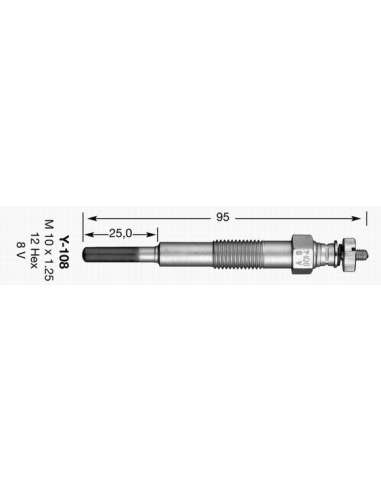 Bujía de precalentamiento Ngk 6725 - Y-108 NGKCALENTADOR MET. D-Power