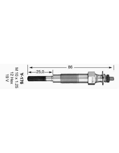 Bujía de precalentamiento Ngk 7625 - Y-176 NGKCALENTADOR MET. D-Power