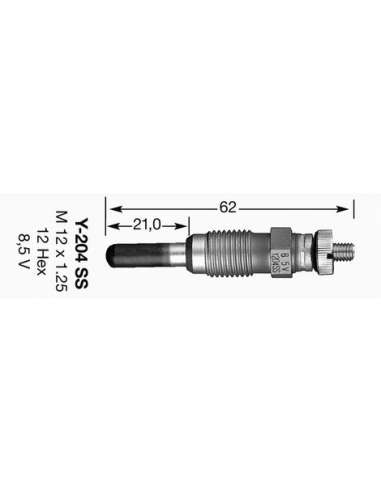 Bujía de precalentamiento Ngk 7629 - Y-204SS NGKCALENTADOR MET. D-Power