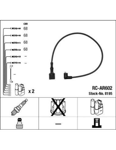 Juego de cables de encendido Ngk 8195 - RC-AR602 NGKJGO.CABLES