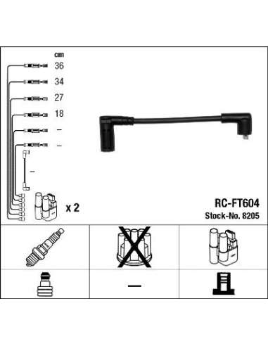 Juego de cables de encendido Ngk 8205 - RC-FT604 NGKJGO.CABLES