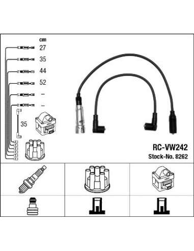 Juego de cables de encendido Ngk 8262 - RC-VW242 NGKJGO.CABLES