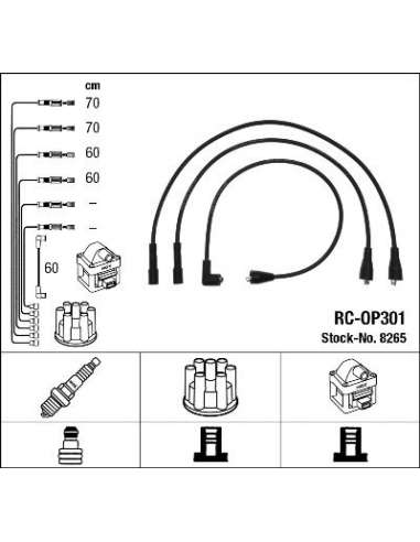Juego de cables de encendido Ngk 8265 - RC-OP301 NGKJGO.CABLES