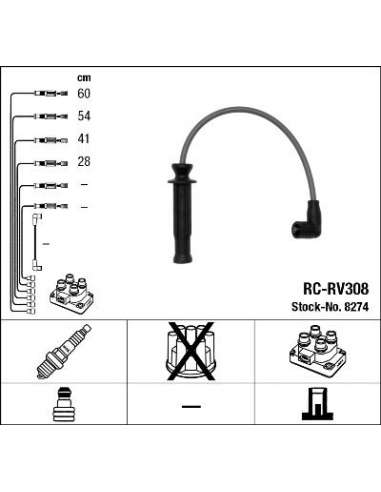 Juego de cables de encendido Ngk 8274 - RC-RV308 NGKJGO.CABLES