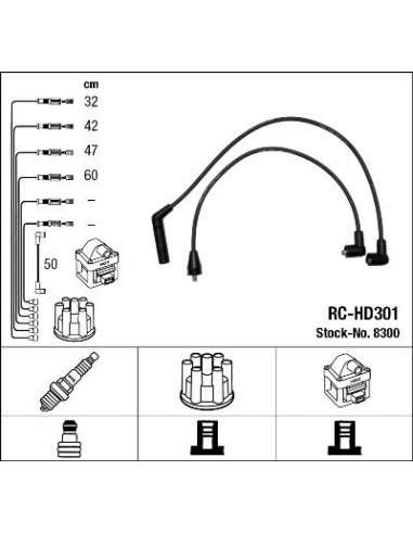 Juego de cables de encendido Ngk 8300 - RC-HD301 NGKJGO.CABLES