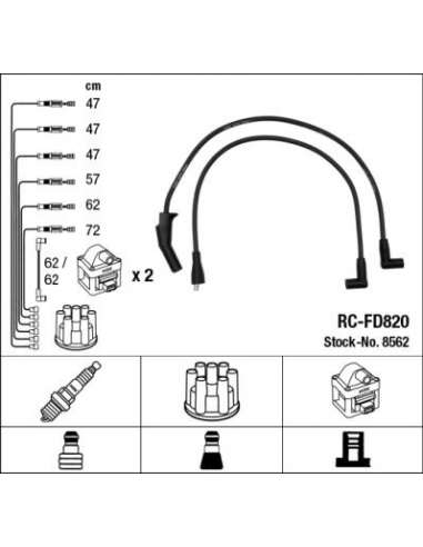 Juego de cables de encendido Ngk 8562 - RC-FD820 NGKJGO.CABLES