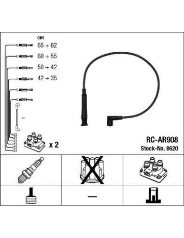 Juego de cables de encendido Ngk 8620 - RC-AR908 NGKJGO.CABLES