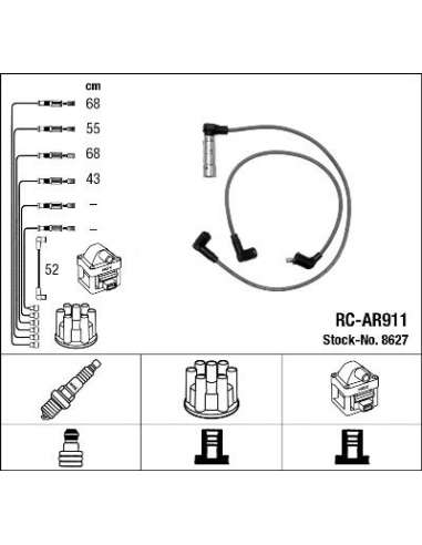 Juego de cables de encendido Ngk 8627 - RC-AR911 NGKJGO.CABLES