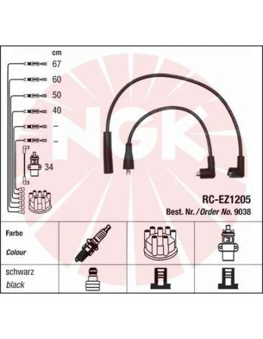 Juego de cables de encendido Ngk RC-EZ1205 - JGO.CABLES NGK