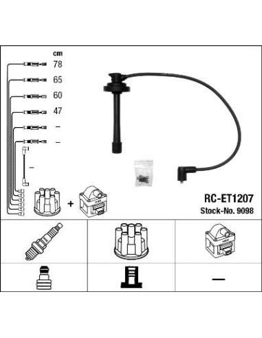Juego de cables de encendido Ngk 9098 - RC-ET1207 NGKJGO.CABLES