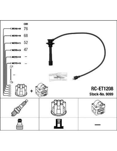 Juego de cables de encendido Ngk 9099 - RC-ET1208 NGKJGO.CABLES