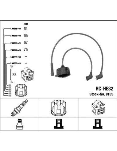 Juego de cables de encendido Ngk 9105 - RC-HE32 NGKJGO.CABLES