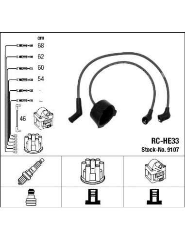 Juego de cables de encendido Ngk 9107 - RC-HE33 NGKJGO.CABLES