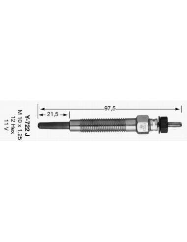 Bujía de precalentamiento Ngk 9974 - Y-722JS NGKCALENTADOR MET. D-Power