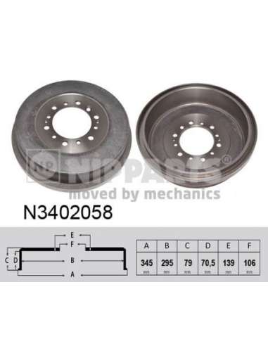 Tambor de freno Nipparts N3402058 - Tambor de freno