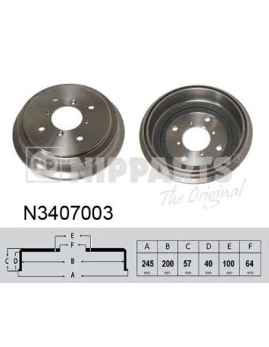 Tambor de freno Nipparts N3407003 - Tambor de freno