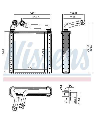 Radiador de calefacción Nissens 73979 - NISSENS CALENTADOR SKODA SUPE