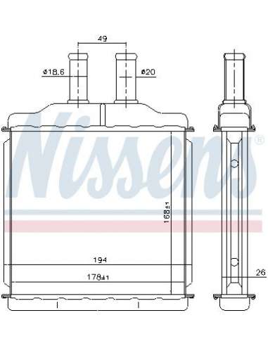 Radiador de calefacción Nissens 76509 - NISSENS CALENTADOR CHEVROLET