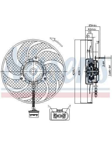 Ventilador, refrigeración del motor Nissens 85541 - NISSENS VENTILADOR SEAT CORDO