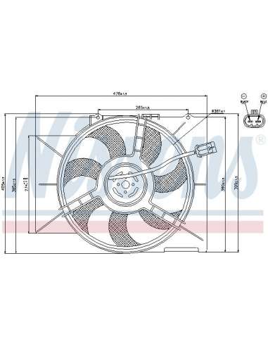 Ventilador, refrigeración del motor Nissens 85595 - NISSENS OPEL ASTRA G 98-
