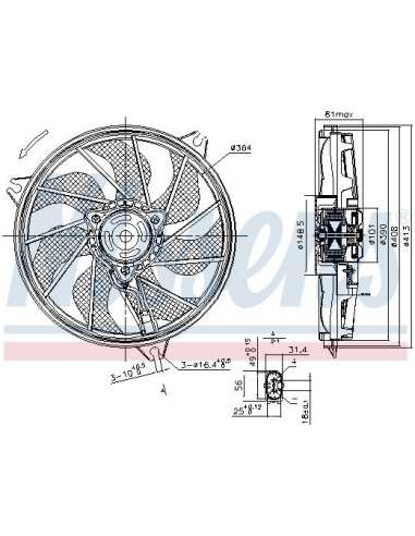 Ventilador, refrigeración del motor Nissens 85662 - NISSENS VENTILADOR PEUGEOT 20