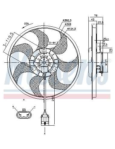 Ventilador, refrigeración del motor Nissens 85784 - NISSENS VENTILADOR OPEL ZAFIR