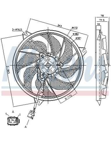 Ventilador, refrigeración del motor Nissens 85787 - NISSENS VENTILADOR PEUGEOT 20