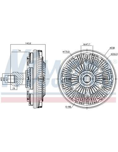 Embrague, ventilador del radiador Nissens 86135 - NISSENS EMBRAG. VENTIL. RVI -