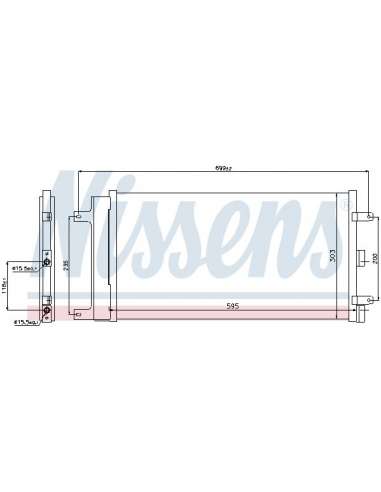 Condensador, aire acondicionado Nissens 940061 - NISSENS CONDENSADOR FIAT DOB