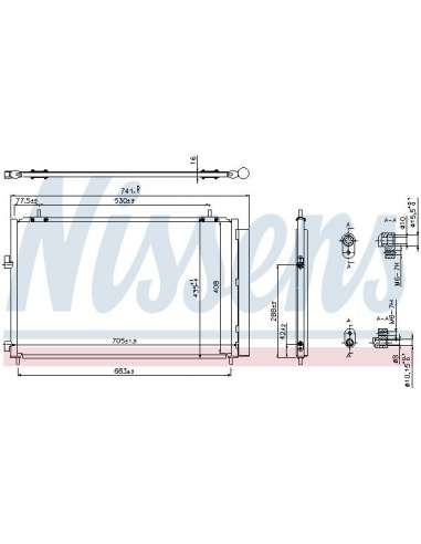 Condensador, aire acondicionado Nissens 940349 - NISSENS CONDENSADOR TOYOTA R