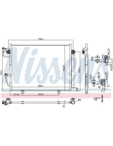 Condensador, aire acondicionado Nissens 940473 - NISSENS CONDENSADOR MITSUBIS