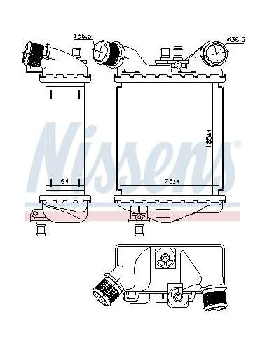 Radiador de aire de admisión Nissens 96167 - NISSENS INTERCOOLER FIAT 500