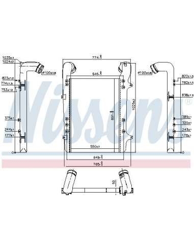 Radiador de aire de admisión Nissens 96975 - NISSENS INTERCOOLER DAF 95 XF