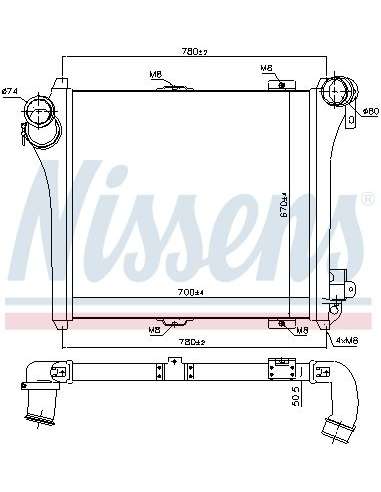 Radiador de aire de admisión Nissens 97075 - NISSENS INTERCOOLER RVI - REN