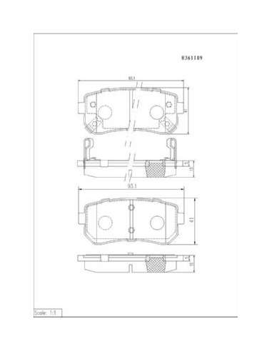 Juego de pastillas de freno Tras. Nps H361I09 - H361I09 PASTILLAS DE FRENO TRASERO