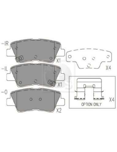 Juego de pastillas de freno Tras. Nps H361I15 - H361I15 PASTILLAS DE FRENO TRASERO